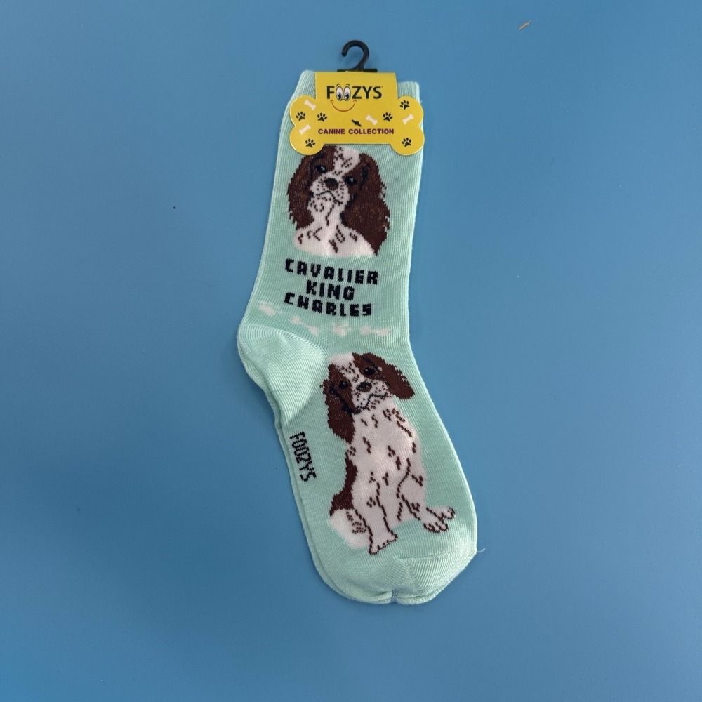 Foozys Cavalier King Charles Dog Crew Socks Size 9–11 EU 36–46